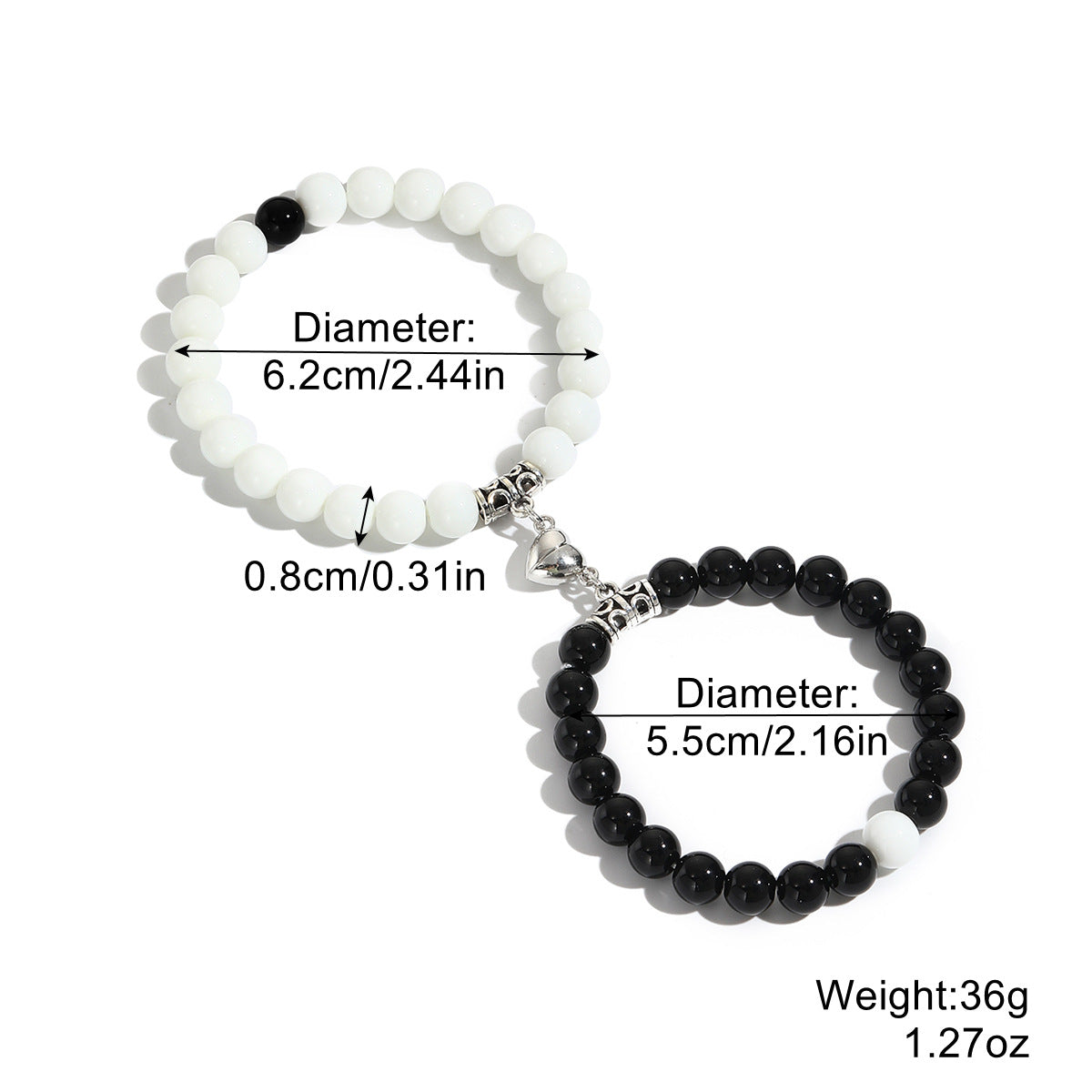 Magnetic Heart Beaded Bracelet Set