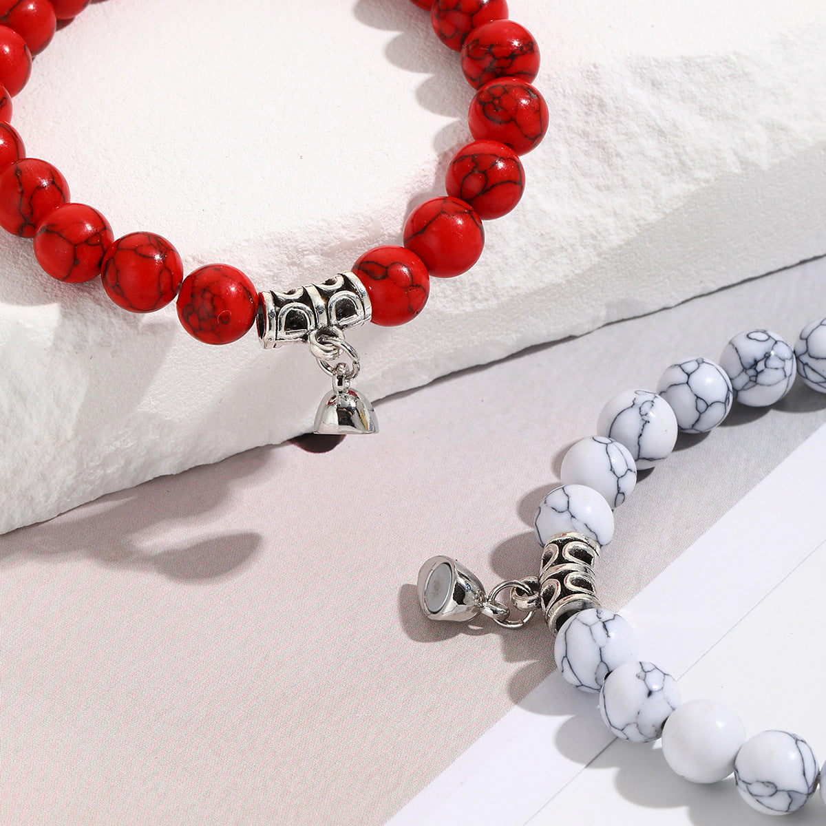Magnetic Heart Beaded Bracelet Set