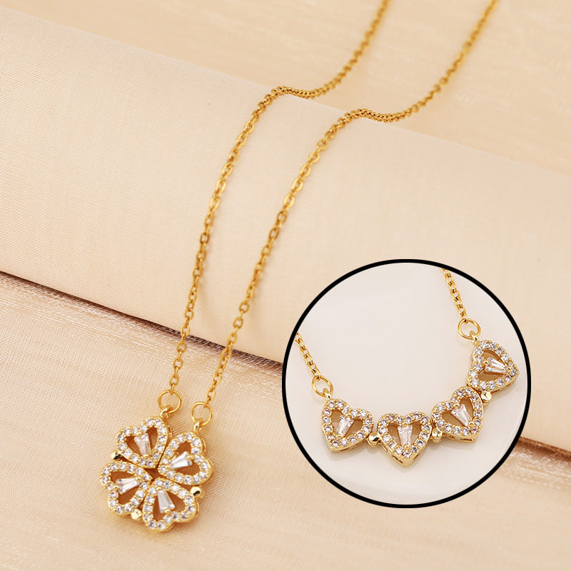 Love Heart Clover 2-in-1 Necklace